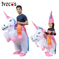 JYZCOS Inflatable Unicorn Costumes for Kids Adult Fancy Dress Ride Horse Suit Halloween Purim Carnival Party Boys Girls Outfit