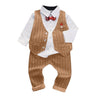 Kids Clothing Solid Long Sleeve Shirts Costume For Boy Striped Pants Striped Single Breasted Vest Baby Boy Outfit Roupa Infantil