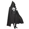 Knights Medieval Cloak Black Vintage Hospitaller Crusader Tunic Cape Men Gothic White Cross LARP Halloween Cosplay Costume