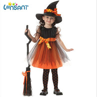 LONSANT 2019 Baby Girls Halloween Clothes Costume Party Dresses+Hat 2 Pcs Novelty Fashion Vestido De Festa Infantil N30