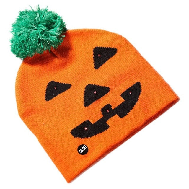 Light Glow Halloween Cap Knit Cap For Halloween Unique Hat For Children Adult Festive Party Supplies