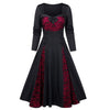MISSOMO party dress women dress Halloween Skull Lace Insert Mock Button Bowknot dresses Plus Size long maxi dress vestidos 911