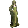 Medieval Renaissance Maxi Train Dress Women Halloween Devil Pagan Witch Wedding Costume Hooded Gown Robe For Ladies Green