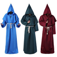 Monk Hooded Robes Cloak Cape Friar Medieval Renaissance Priest Men Robe Clothes Halloween Comic Con Party Cosplay Costume