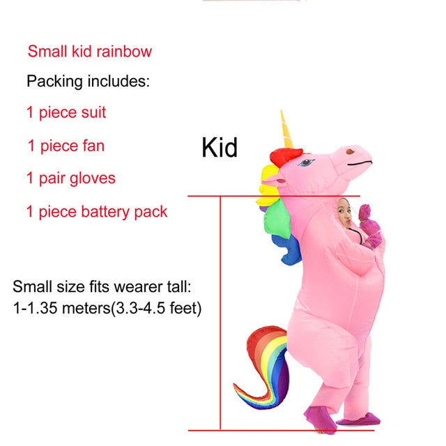New Adult Kids Inflatable Unicorn Costume Pony Halloween Costumes for Women Men Cosplay Fantasia Party Inflatable Suit Jumpsuit