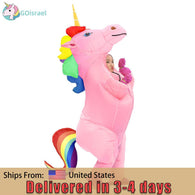 New Adult Kids Inflatable Unicorn Costume Pony Halloween Costumes for Women Men Cosplay Fantasia Party Inflatable Suit Jumpsuit