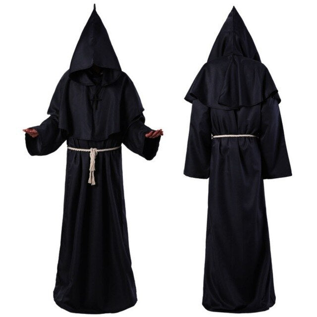 New Arrival Solid Color Christian Coat Priest Robe Monk Puppet Halloween Costume Cosplay Cloak 2019