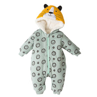 New Born Baby Clothes Kawaii Print Baby Girl Boy Clothes Thick Infant Winter Clothes With Zipper Hoodie Coat Baby Romper Costume