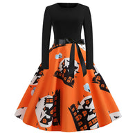 New Halloween Women'S Dress Print Ruched Sexy Dress For Women Bandage Long Sleeve Ladies Evening Party Dresses Robe Femme#H20