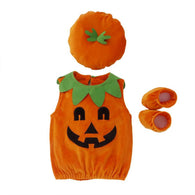 New Unisex Kids Toddler Newborn Baby Girl Boy Halloween Costume Clothing Set Pumpkin Romper Cosplay Outfits with Hat and Shoes