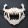 NewHalf Animal Mask Long Teeth Demon Samurai White Bone Mask Tengu Dragon Yaksa Tiger Resin Mask Cosplay