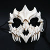 NewHalf Animal Mask Long Teeth Demon Samurai White Bone Mask Tengu Dragon Yaksa Tiger Resin Mask Cosplay