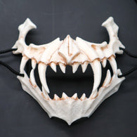 NewHalf Animal Mask Long Teeth Demon Samurai White Bone Mask Tengu Dragon Yaksa Tiger Resin Mask Cosplay