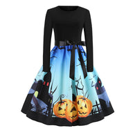 Plus Size Dress Women Vintage Halloween Long Sleeve Autumn Dress 2019 Fashion Sexy Elegant Dresses Woman Party Night Vestidos