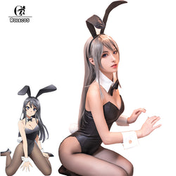 ROLECOS Anime Sakurajima Mai Cosplay Costume Halloween Women Black Sexy Jumpsuit Rascal Does Not Dream of Bunny Girl Senpai Cos