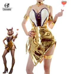 ROLECOS Prestige Edition Ahri Cosplay Costume KDA LOL Cosplay Costume for Women Halloween Sexy Costume Women Party Dress KDA LOL