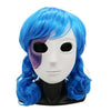Sally Face Natural Latex Mask Women Girls Cosplay Halloween Theme Cosplay Props Cosplay Blue Wavy Wig With Wig Cap
