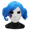 Sally Face Natural Latex Mask Women Girls Cosplay Halloween Theme Cosplay Props Cosplay Blue Wavy Wig With Wig Cap