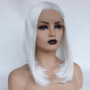 Snow White Synthetic Lace Front Bob Wigs Short Hair Style Silky Straight Wig for Women Middle Part Cosplay Halloween Wig