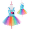 Tulle Girls Unicorn Dress Pink Rainbow Princess Girls Birthday Party Dress Children Kids Halloween Unicorn Costume 3 6 8 10 12T