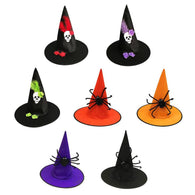 Witch Decorative Cap Halloween Masquerade Party Hat Skeleton Spider Feather Costume Performance Cosplay Cap Halloween Supplies