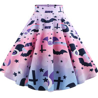 Women Clothing Casual Retro Moda Halloween Printing Evening Party Asymmetrical Skirt Swing Skirts Summer Sexy Club New Arrival