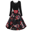 Women Dress Halloween Robe Vestidos Elegant Fashion Femme Skull Print Lace Long Sleeve Evening Party Sexy Spring Vintage Elbise