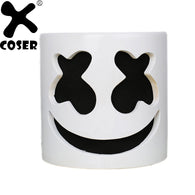 XCOSER DJ Superstar Marshmello Helmet  White Latex Full Head Face Mask High Quality Halloween Cosplay Gift For Professional Prop