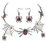 Yacq Women's Spider Web Jewelry Set-Adjustable Necklace 24inch (60cm) + Dangle Earrings - Halloween Party Gift Accessories
